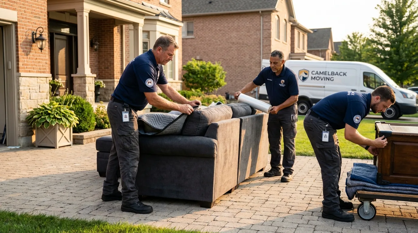 Large estate moving crew wrapping furniture in Liberty Hill, TX