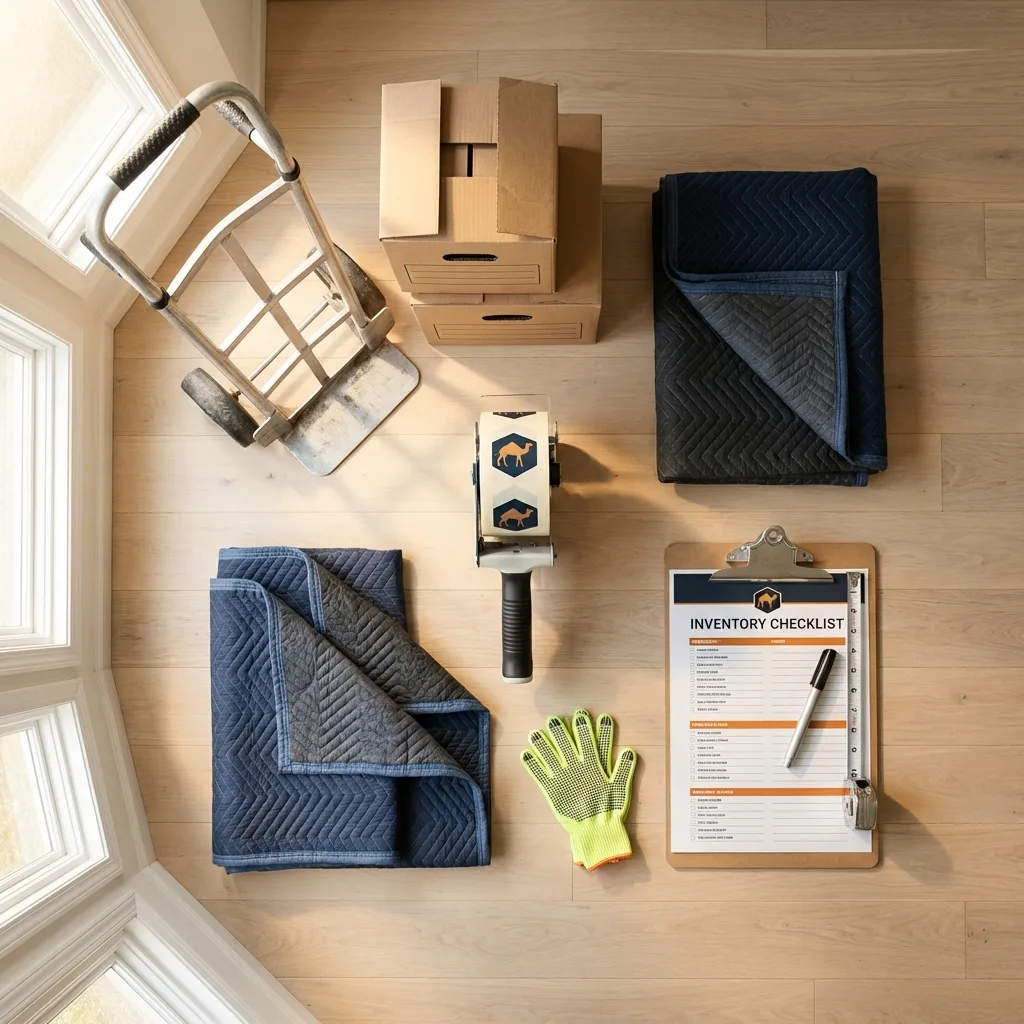 Professional moving supplies and packing materials layout for Liberty Hill residential relocations